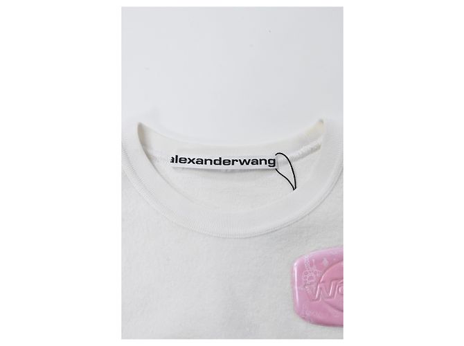 T-shirt in cotone bianco con logo applicato in sapone Alexander Wang - vista 10
