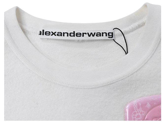 T-shirt in cotone bianco con logo applicato in sapone Alexander Wang - vista 5