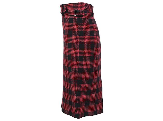Falda lápiz de algodón rojo con estampado de cuadros Príncipe de Gales Red Valentino Roja - vista 2
