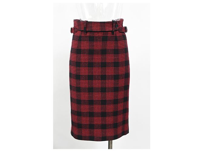 Falda lápiz de algodón rojo con estampado de cuadros Príncipe de Gales Red Valentino Roja - vista 6