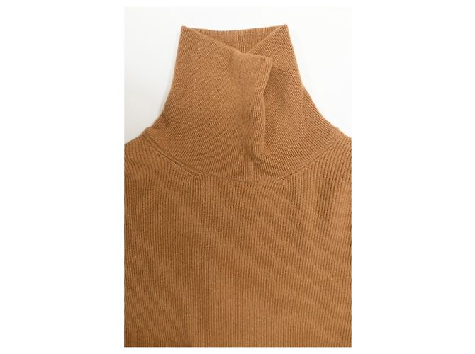 Vestido midi de lã marrom com gola alta Nanushka - vista 10