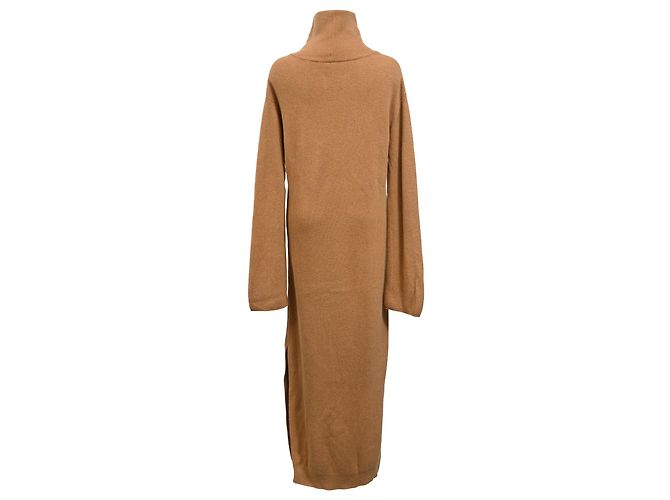 Vestido midi de lã marrom com gola alta Nanushka - vista 3