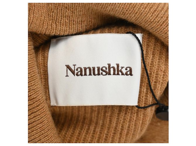 Vestido midi de lã marrom com gola alta Nanushka - vista 4
