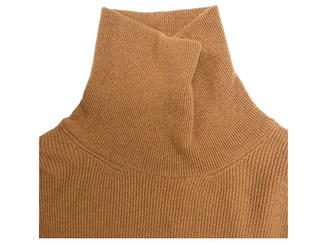 Vestido midi de lã marrom com gola alta Nanushka - vista 5