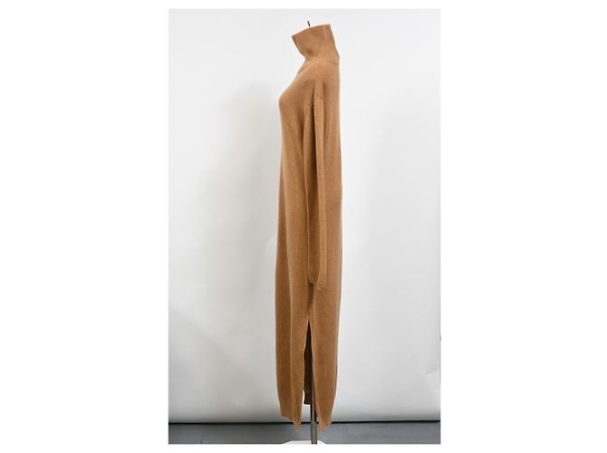 Vestido midi de lã marrom com gola alta Nanushka - vista 7