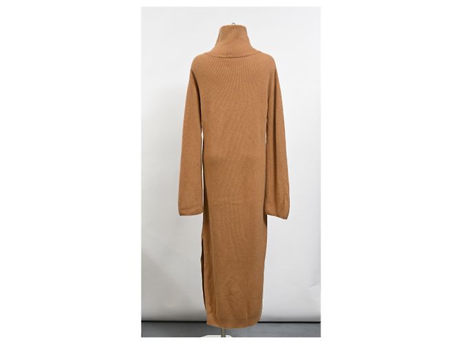 Vestido midi de lã marrom com gola alta Nanushka - vista 8