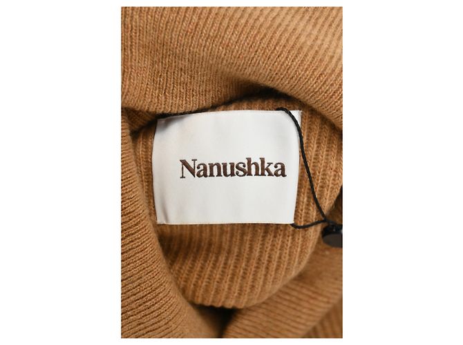 Vestido midi de lã marrom com gola alta Nanushka - vista 9