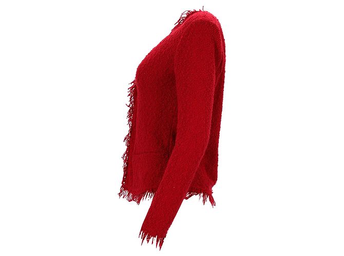 IRO fransige Jacke aus rotem Baumwolltweed - Ansicht 2