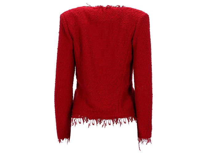 IRO fransige Jacke aus rotem Baumwolltweed - Ansicht 3