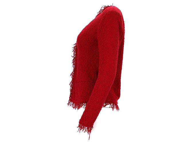 IRO fransige Jacke aus rotem Baumwolltweed - Ansicht 8