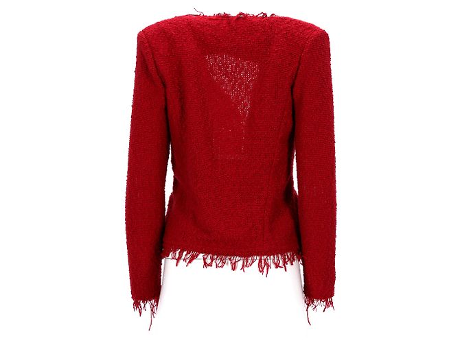 IRO fransige Jacke aus rotem Baumwolltweed - Ansicht 9
