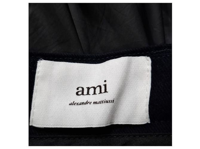 Pantaloni Carota AMI Paris in Cotone Blu Navy - vista 3