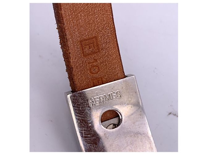 Hermès Bracciale Pousse Pousse in pelle marrone Hermes Paris metallo argento - vista 5