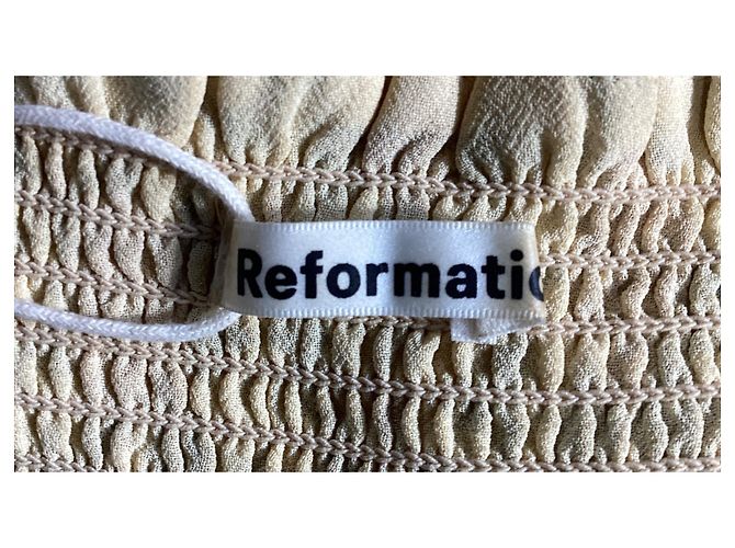 Reformation Meadow Dress in Beige Viscose - view 13