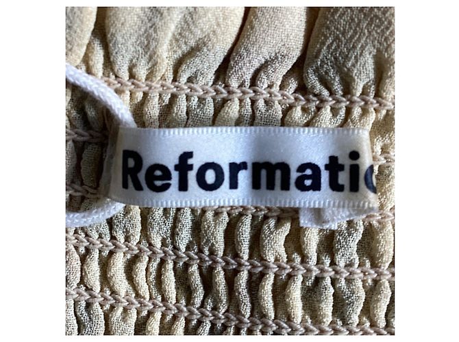Reformation Meadow Dress in Beige Viscose - view 6