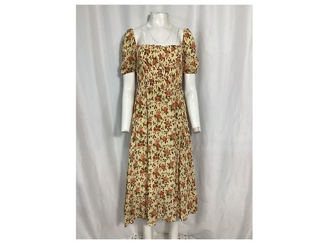 Reformation Meadow Dress in Beige Viscose - view 8