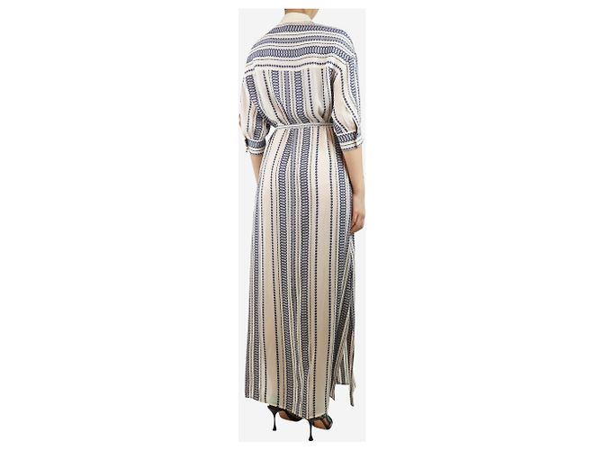 Zeus + Dione Blau-weißes abstraktes gestreiftes Maxikleid - Größe UK 10 - Ansicht 2