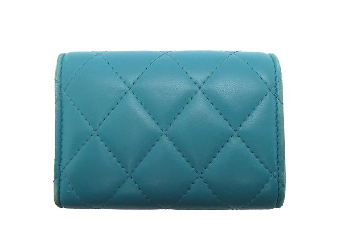Chanel Coco Mark Dreifach-Brieftasche Blau Türkis - Ansicht 2