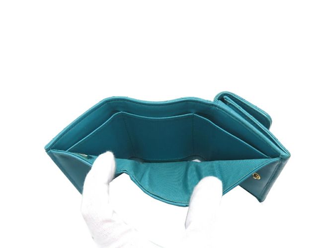 Chanel Coco Mark Dreifach-Brieftasche Blau Türkis - Ansicht 6