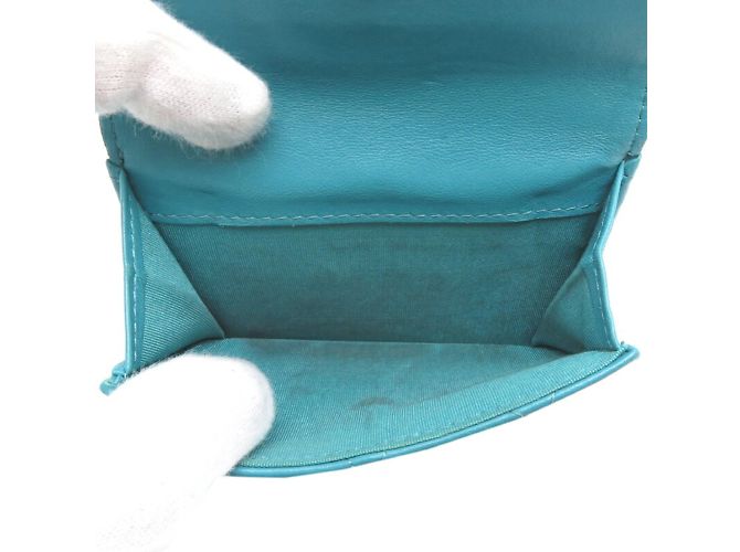 Chanel Coco Mark Dreifach-Brieftasche Blau Türkis - Ansicht 7