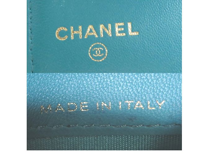 Chanel Coco Mark Dreifach-Brieftasche Blau Türkis - Ansicht 8