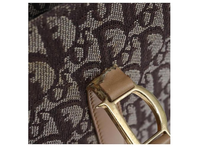Borsa a mano in tela Trotter Christian Dior marrone oro Auth bs21990 D'oro - vista 14