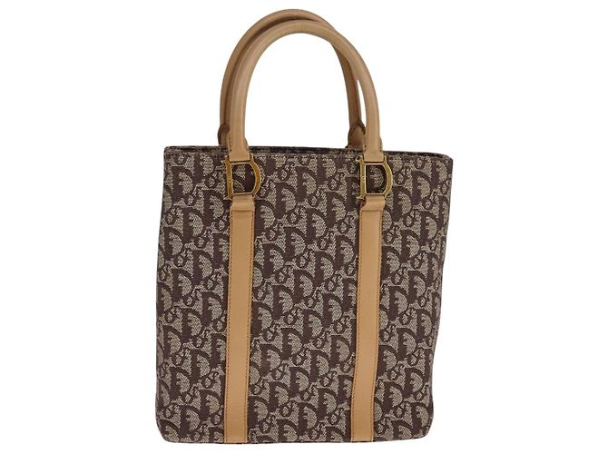 Borsa a mano in tela Trotter Christian Dior marrone oro Auth bs21990 D'oro - vista 2