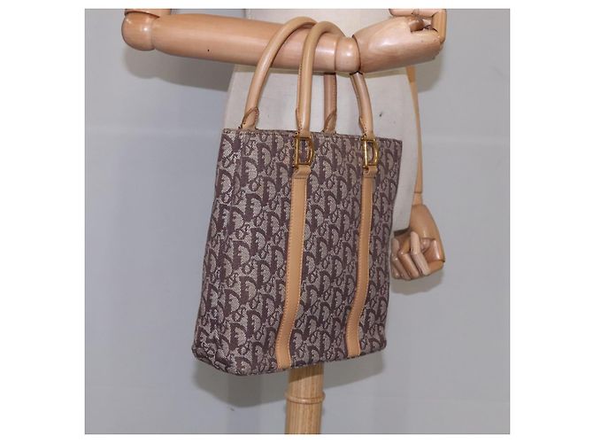 Borsa a mano in tela Trotter Christian Dior marrone oro Auth bs21990 D'oro - vista 21