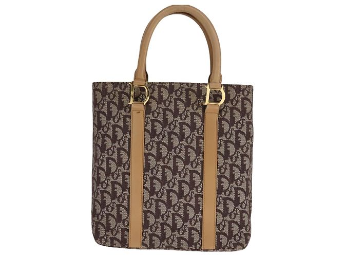 Borsa a mano in tela Trotter Christian Dior marrone oro Auth bs21990 D'oro - vista 3