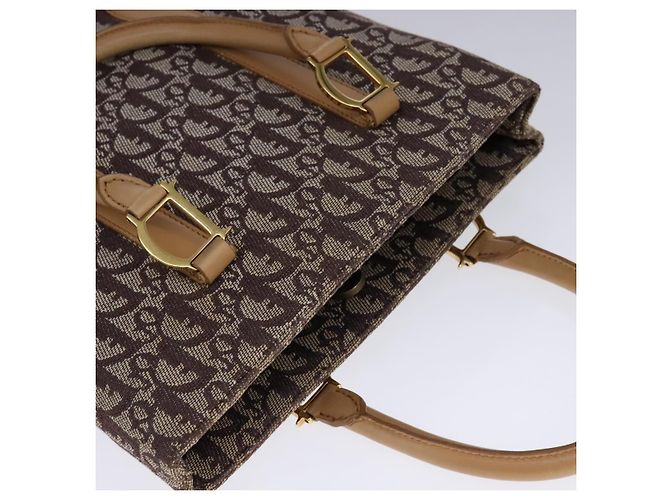 Borsa a mano in tela Trotter Christian Dior marrone oro Auth bs21990 D'oro - vista 6
