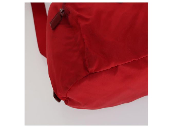 Zaino PRADA in nylon rosso Auth ar13087 - vista 16