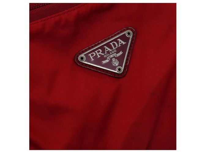 Zaino PRADA in nylon rosso Auth ar13087 - vista 19