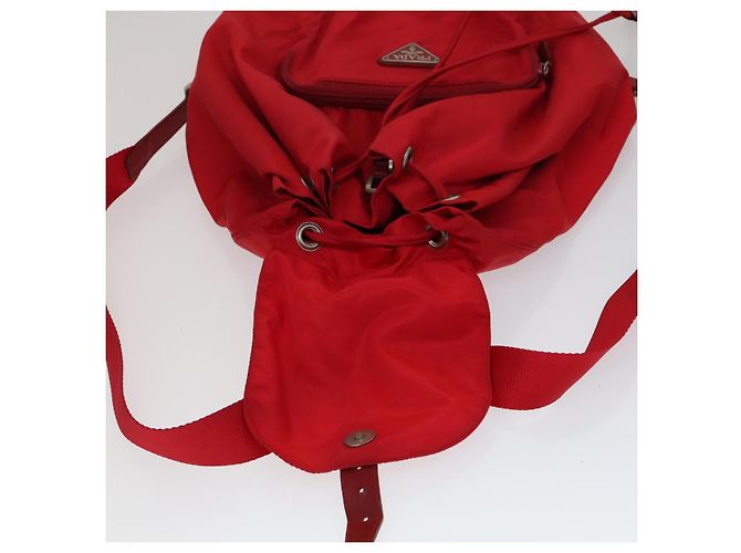 Zaino PRADA in nylon rosso Auth ar13087 - vista 21