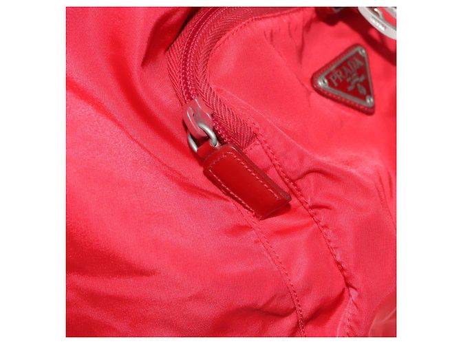 Zaino PRADA in nylon rosso Auth ar13087 - vista 26