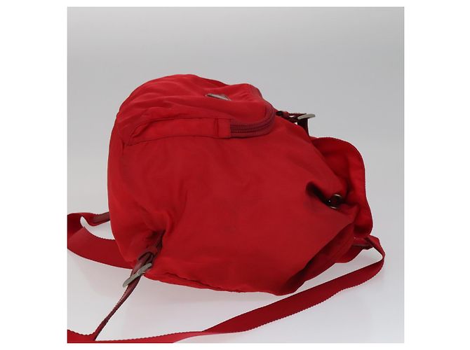 Zaino PRADA in nylon rosso Auth ar13087 - vista 3