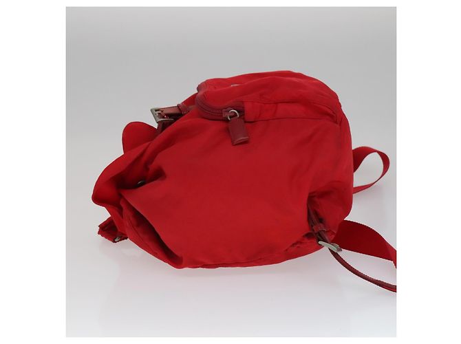 Zaino PRADA in nylon rosso Auth ar13087 - vista 4