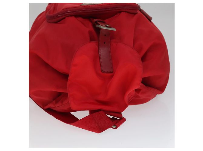 Zaino PRADA in nylon rosso Auth ar13087 - vista 6