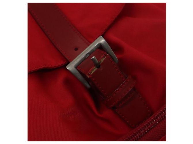 Zaino PRADA in nylon rosso Auth ar13087 - vista 8