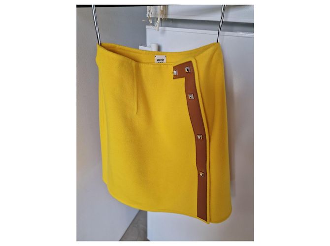 Falda envolvente Hermès de cachemira Camomille amarillo - vista 3