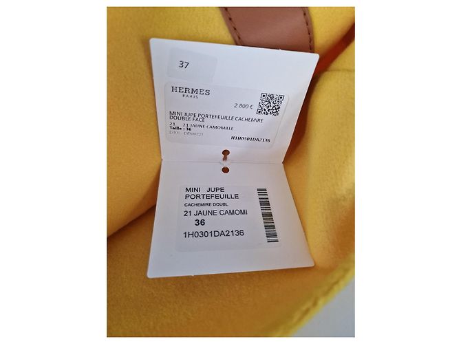 Falda envolvente Hermès de cachemira Camomille amarillo - vista 6