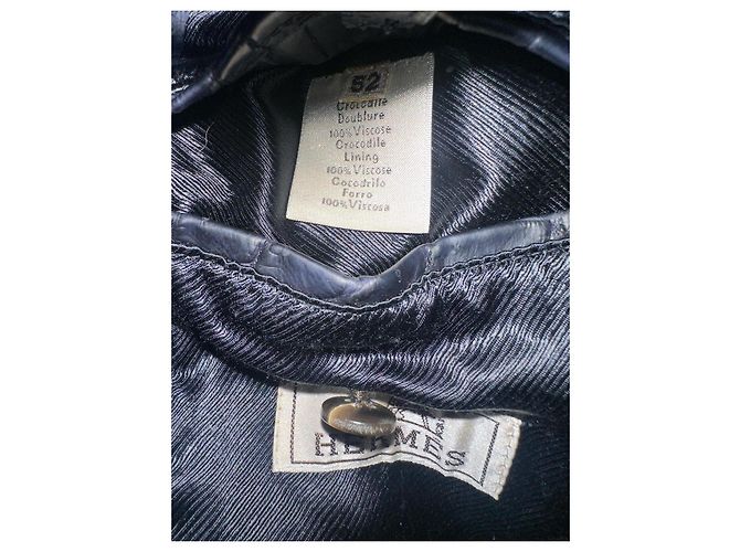Cappotto Hermès in pelle di coccodrillo blu scuro - vista 8
