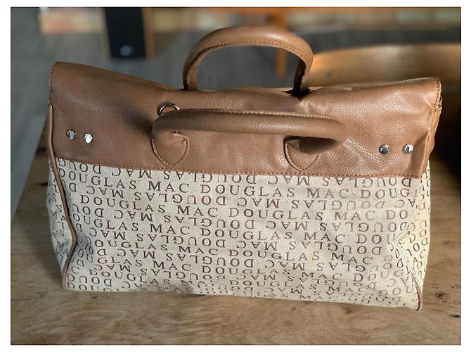 Borsa Mac Douglas in tela monogrammata beige - vista 3