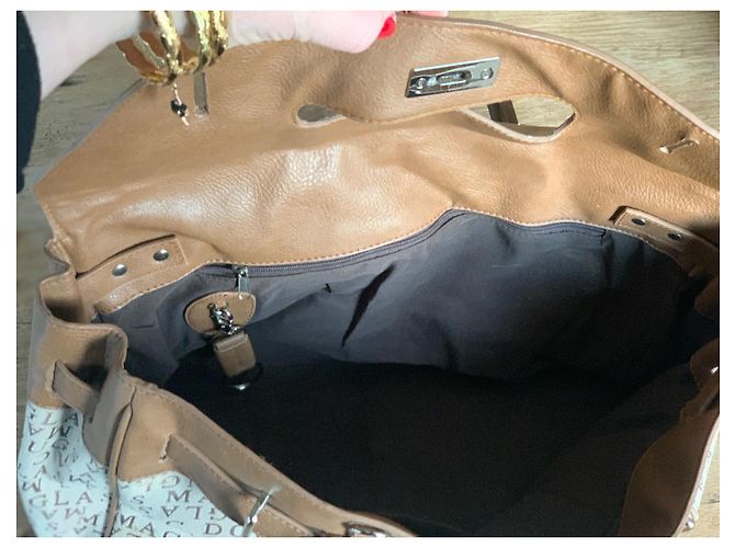 Borsa Mac Douglas in tela monogrammata beige - vista 7