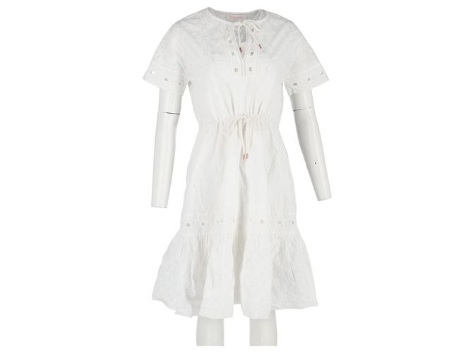 Besticktes knielanges Kleid aus weißer Baumwolle von See by Chloé - Ansicht 4