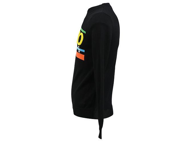 Schwarzer Baumwollpullover mit Rundhalsausschnitt und langen Ärmeln mit Kenzo-Logo - Ansicht 2