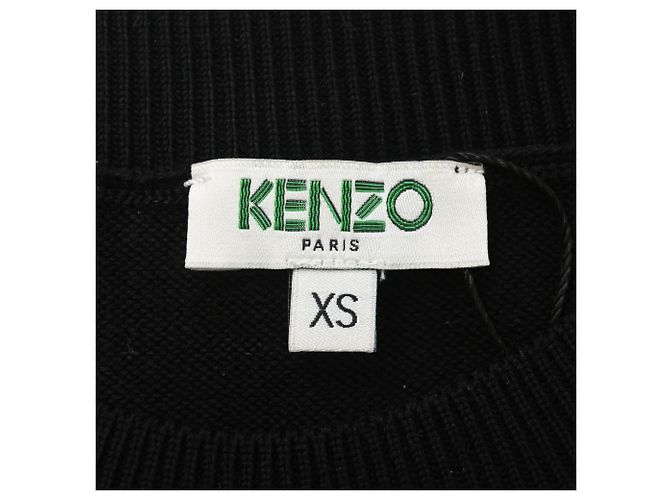 Schwarzer Baumwollpullover mit Rundhalsausschnitt und langen Ärmeln mit Kenzo-Logo - Ansicht 4