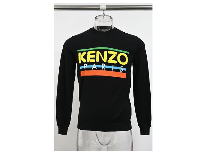 Schwarzer Baumwollpullover mit Rundhalsausschnitt und langen Ärmeln mit Kenzo-Logo - Ansicht 6