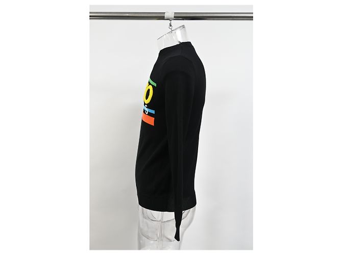Schwarzer Baumwollpullover mit Rundhalsausschnitt und langen Ärmeln mit Kenzo-Logo - Ansicht 7