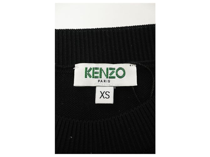 Schwarzer Baumwollpullover mit Rundhalsausschnitt und langen Ärmeln mit Kenzo-Logo - Ansicht 9