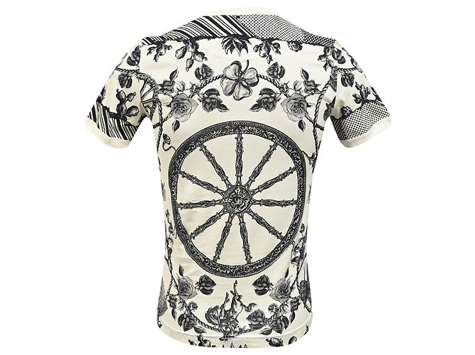 Camiseta de algodón blanco con estampado de rosa Monochrome Pique de Dolce & Gabbana - vista 3